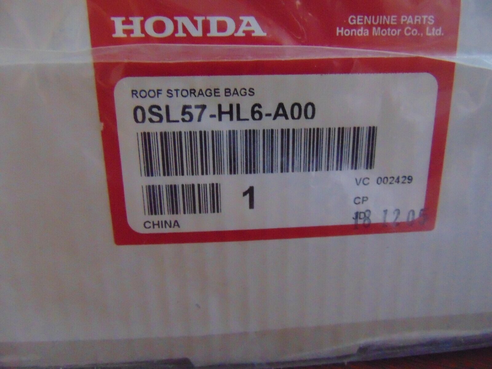 Honda TALON OEM Part 0SL57-HL6-A00 STORAGE BAGS, ROOF