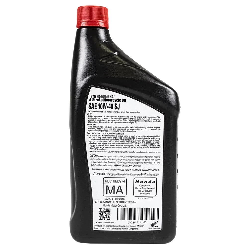 GN4 PRO Honda Oil 10w-40 SJ 4 stroke MOTORCYCLE OIL (2 QUARTS)