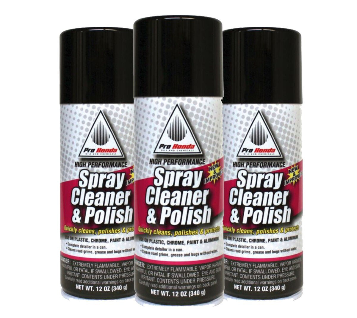 PRO HONDA MOTORCYCLE HIGH PERFORMANCE SPRAY CLEANER & POLISH 3 CANS 12 OZ