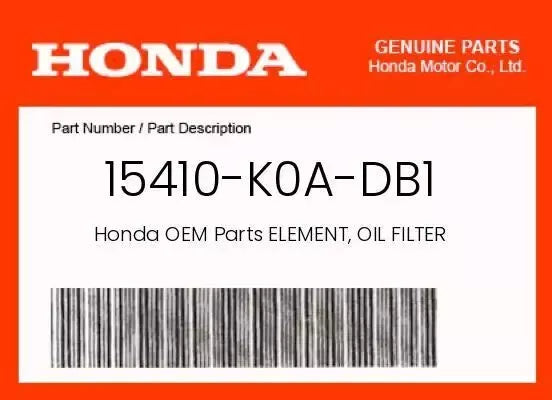 Honda Oil Filter 15410-K0A-DB1