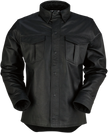Black Z1R Motz leather shirt in small size, featuring street apparel style and detailed leather craftsmanship.