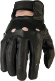 Black Z1R 243 motorcycle gloves in medium size, showing reinforced knuckles and textured palm for grip and protection.