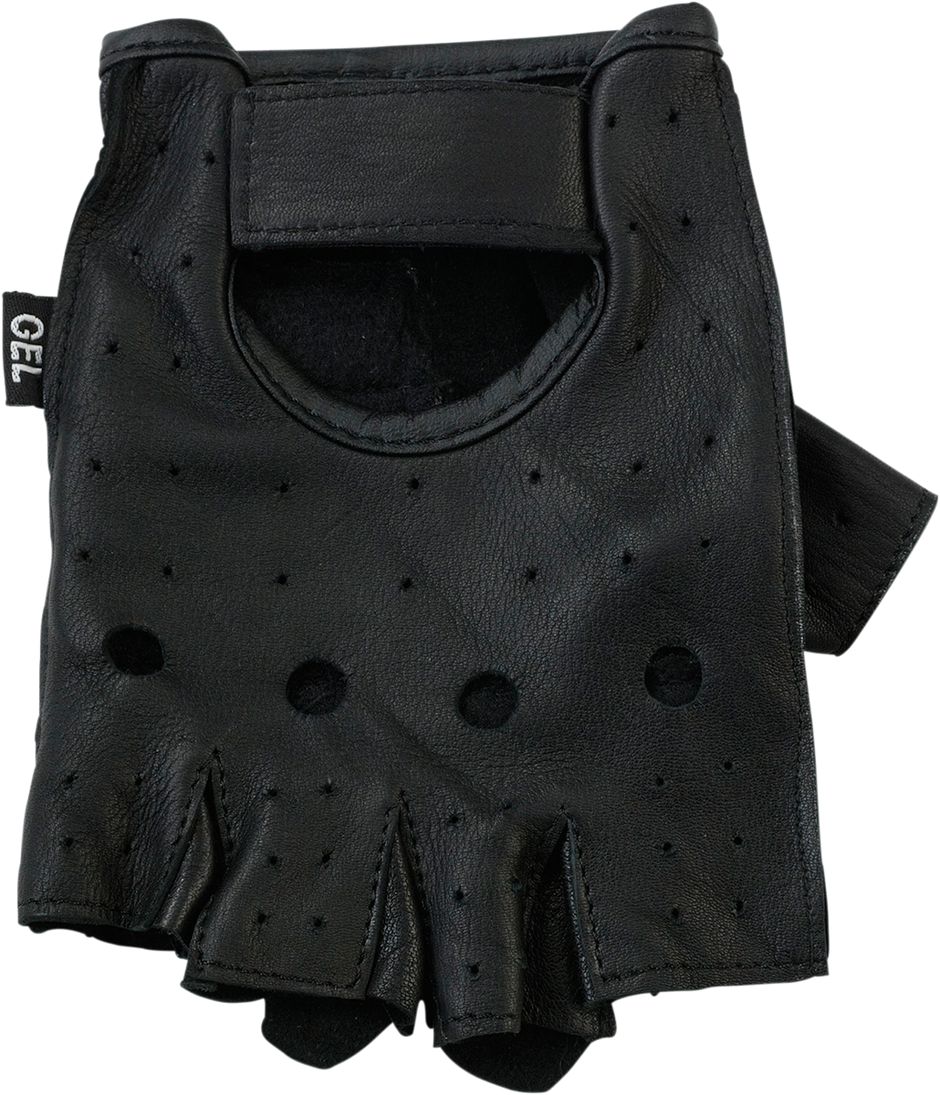 Black Z1R 243 Half Gloves in Small size, showing padded palm and open finger design for motorcycle riding comfort.