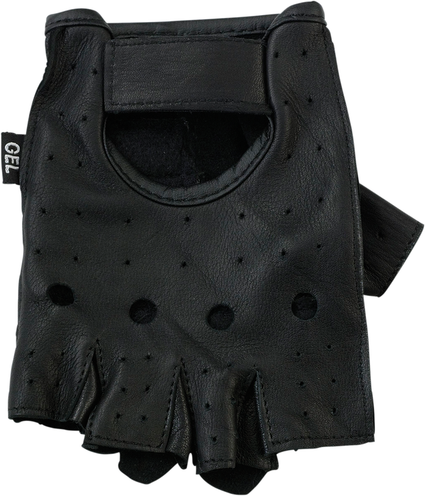 Black Z1R 243 Half Gloves in Small size, showing padded palm and open finger design for motorcycle riding comfort.