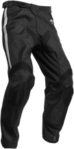 Black THOR Hallman Legend offroad ATV pants with reinforced knees and adjustable waist for durability and comfort.