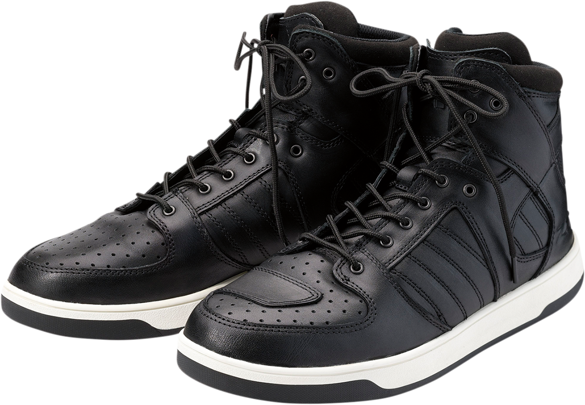 Black Z1R Frontline motorcycle boots in US size 8, featuring durable leather construction and protective design.