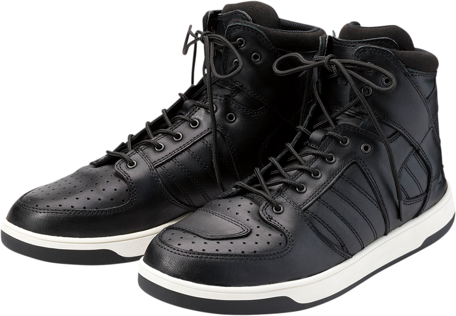 Black Z1R Frontline motorcycle boots in US size 8, featuring durable leather construction and protective design.