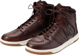 Z1R Frontline brown motorcycle boots, US size 8, sturdy leather construction with ankle protection, side zipper closure.