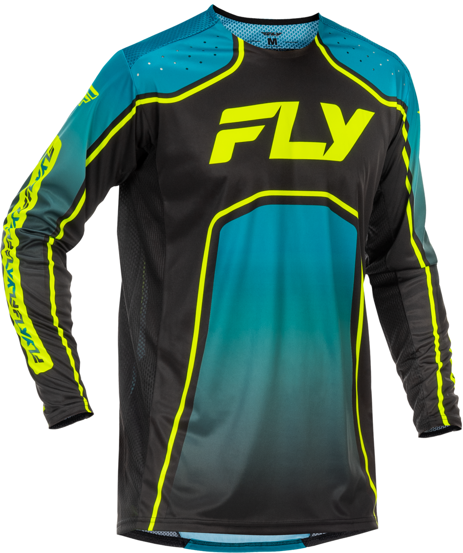 Youth Rayce Bicycle Jersey Teal/Black/Lime Yl