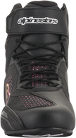 Alpinestars Stella Faster-3 Rideknit shoes in black, yellow, and pink, US 11.5, side view showing sporty design and breathable knit material.