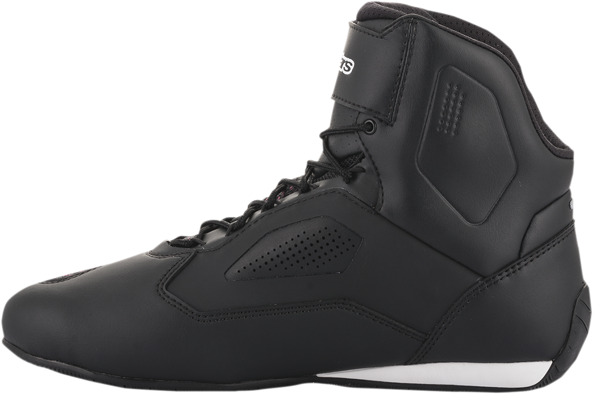 ALPINESTARS Stella Faster-3 Rideknit shoes in black, yellow, and pink, US 11.5 / EU 44, featuring sporty design and Rideknit material.