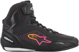 Alpinestars Stella Faster-3 Rideknit shoes in black, yellow, and pink, US 11.5, featuring stylish, sporty design and breathable knit material.