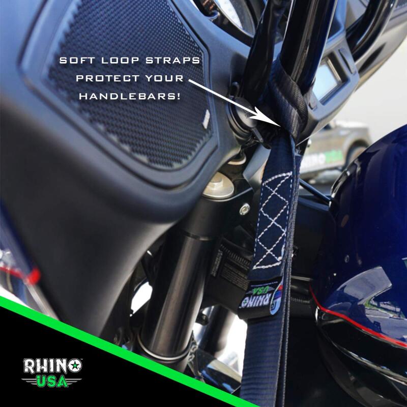 Rhino USA Heavy Duty Ratchet Tie-Down 4-Pack (Black) 1.6In X 8Ft