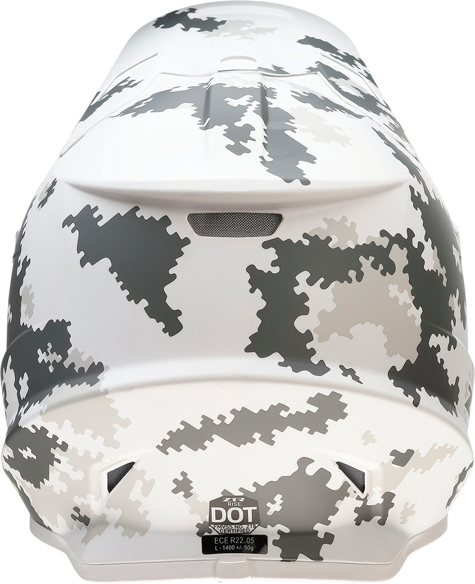 Z1R Rise snow helmet in Digi Camo with white and gray design, full face modular helmet for winter sports.