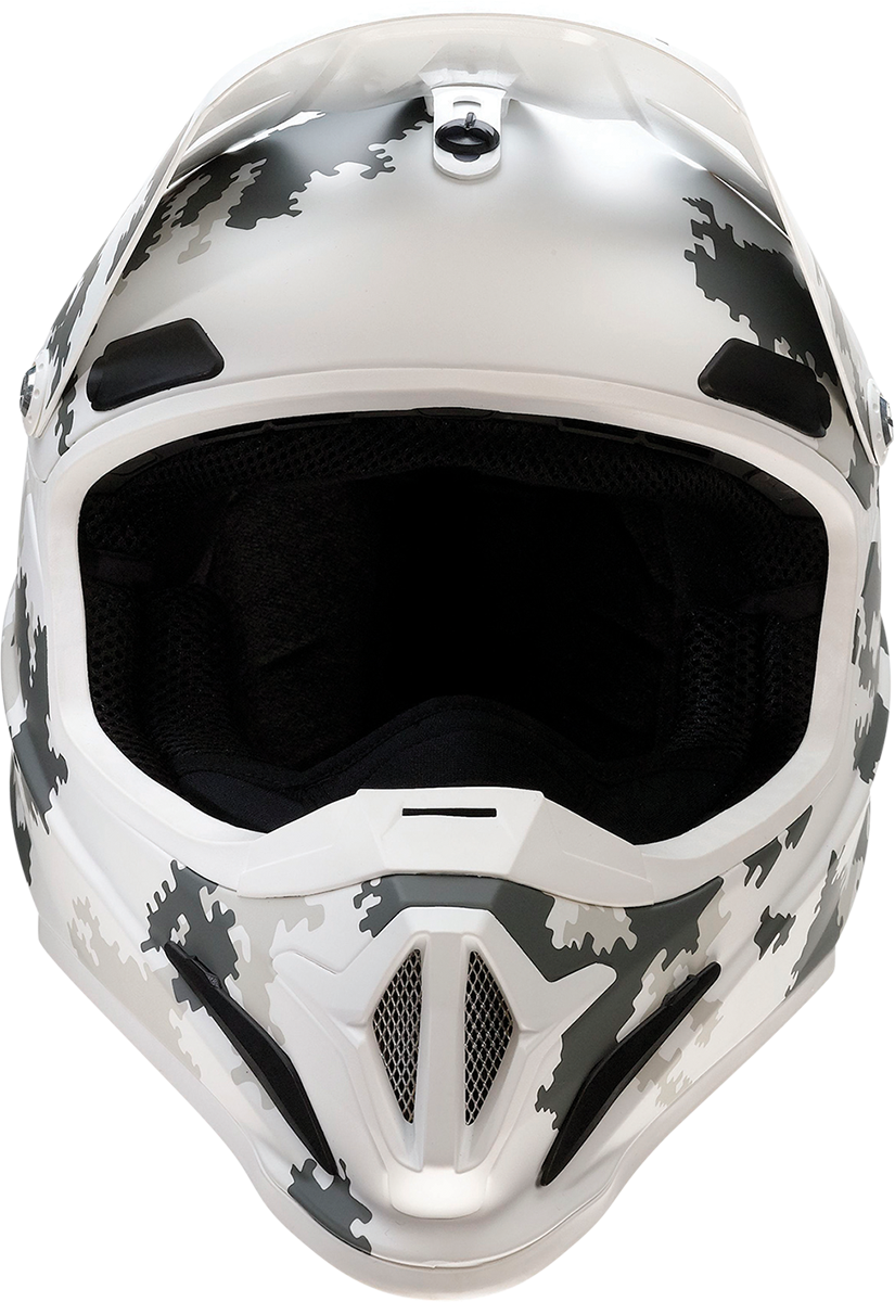 Z1R Rise Snow Helmet in Digi Camo with white and gray design, full face modular helmet for snow sports, large size.