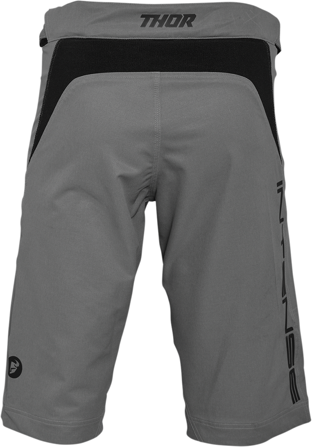 Gray THOR Intense Assist cycling shorts with padded design, US size 28, designed for comfort and performance.