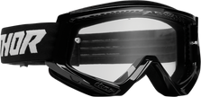 THOR Racer Combat Goggle in black and white with clear lens, designed for racing and extreme sports eyewear.