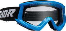 Blue and black THOR Youth Combat Goggle Racer eyewear with adjustable strap and protective lens for active sports.