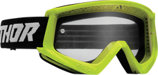 THOR Youth Combat Goggle Racer in Flo Acid and Black, lightweight protective eyewear for young athletes.
