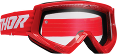 Red and white THOR Youth Combat Goggle Racer eyewear with a sleek design, suitable for young athletes and active sports.