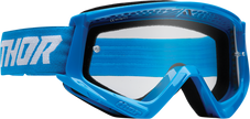 THOR Youth Combat Goggle Racer in blue and white, lightweight protective eyewear for young athletes.