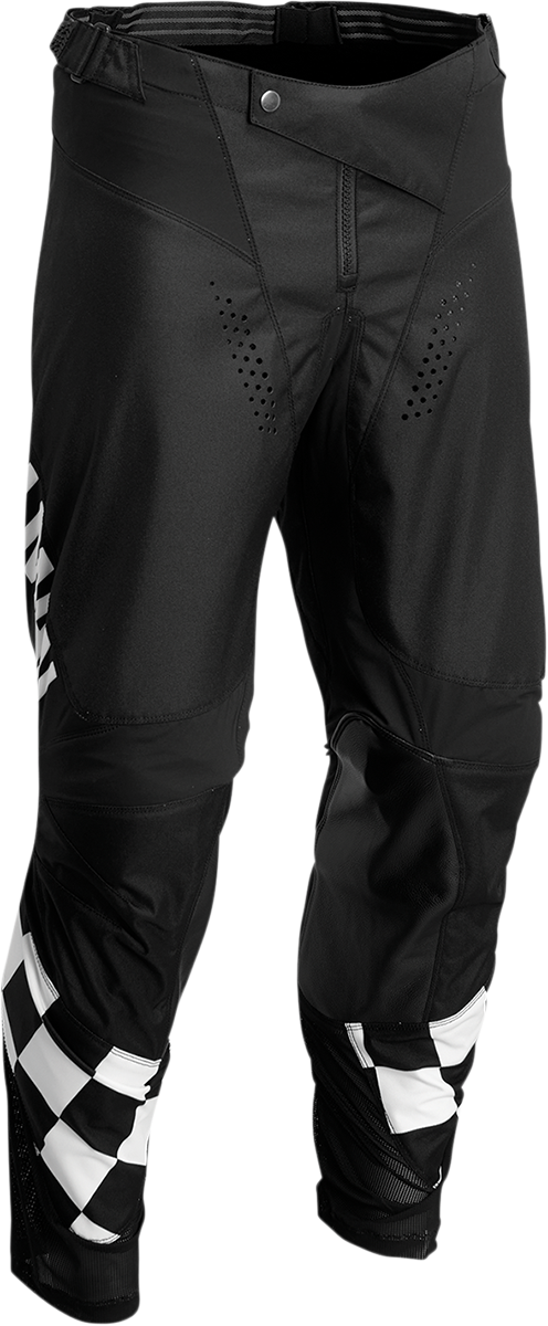 THOR Hallman Differ Cheq offroad ATV pants in black and white, US size 36, with durable fabric and sporty design.