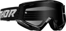 THOR Combat Sand Goggle Racer black and gray eyewear with smoke lens, designed for motocross and outdoor sports.