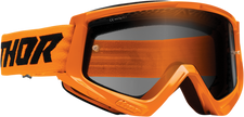THOR Combat Sand Goggle Racer Flo Orange/Black with smoke lens, durable sports eyewear for motocross and off-road riding.