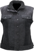 Black Z1R Women's Friske Vest in large size, casual streetwear with a stylish, fitted look and zip-up front.