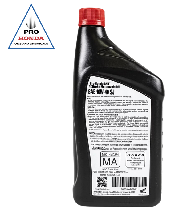 Aceite de motor de 4 tiempos Honda GN4 PRO 10W-40 (2 cuartos de galón)