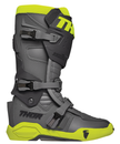 Gray and fluorescent yellow THOR Radial motorcycle boots in size 7 with protective features and durable construction.