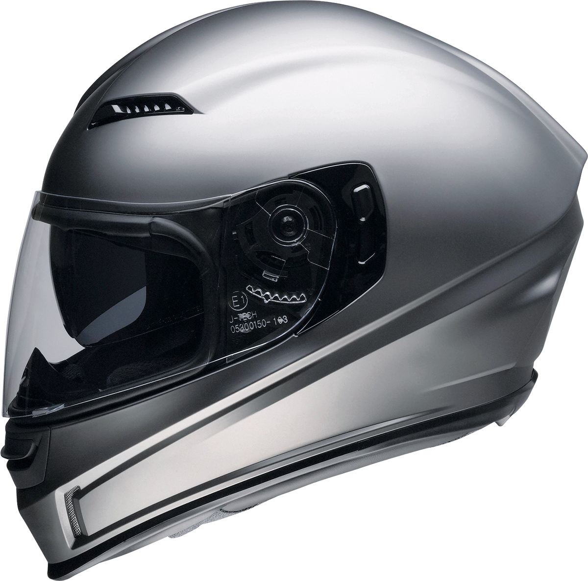 Z1R Jackal Satin Titanium full face street helmet in small size, featuring a sleek design and secure fit for adult riders.