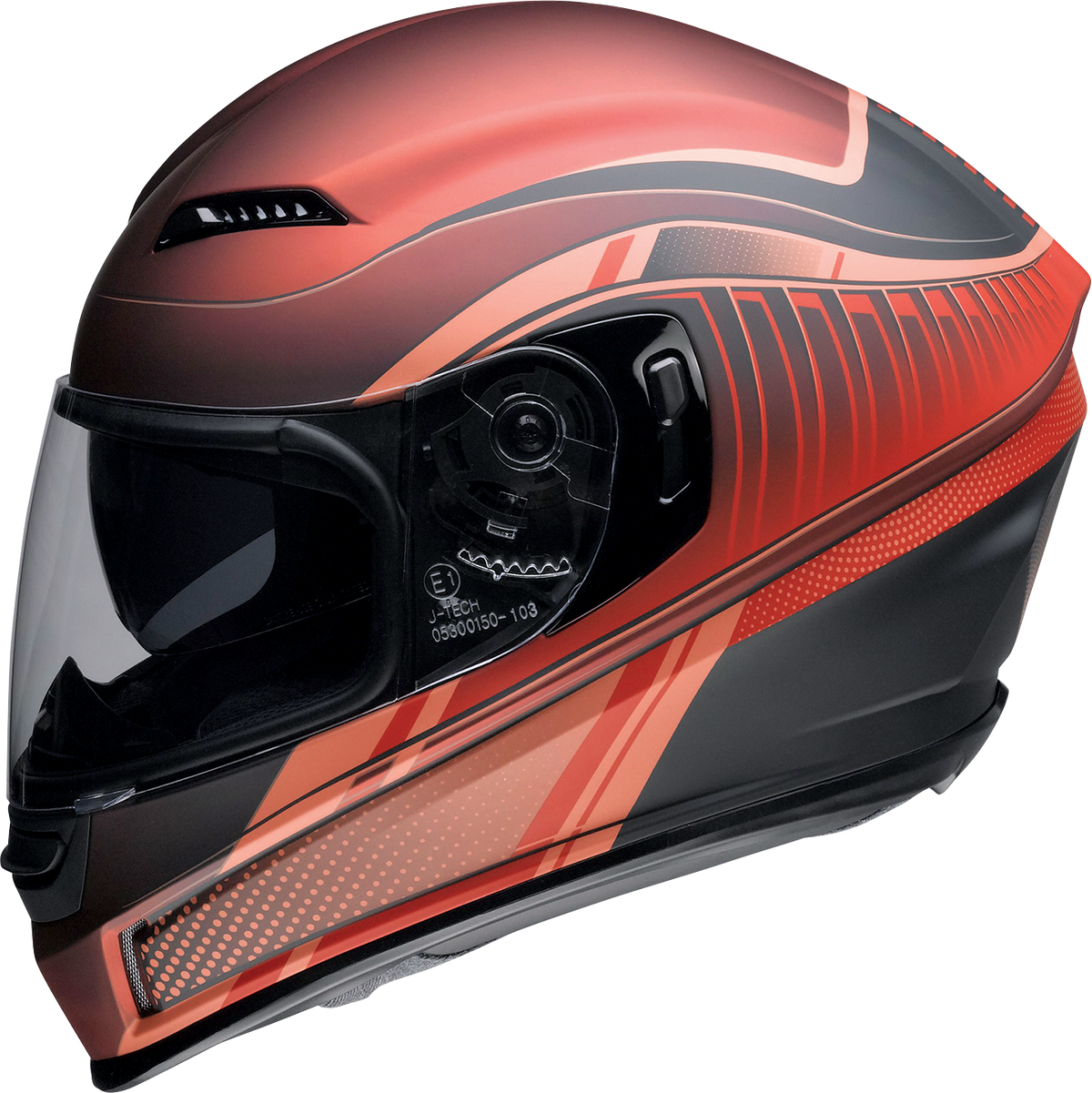 Z1R Jackal Dark Matter red full face street helmet for adults, size XS, featuring sleek design and durable construction.