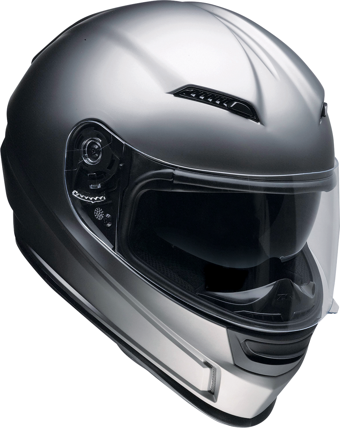 Z1R Jackal Satin Titanium full face street helmet for adults, small size, featuring sleek design and secure strap.