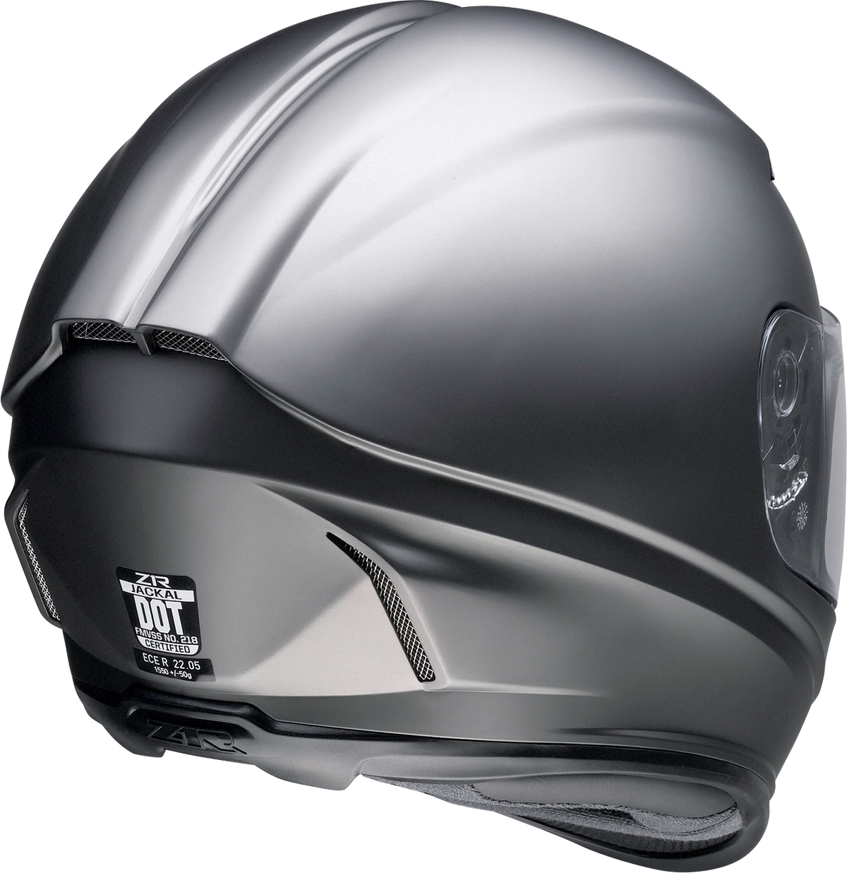 Z1R Jackal Satin Titanium full face street helmet for adults, small size, with sleek design and secure fit.