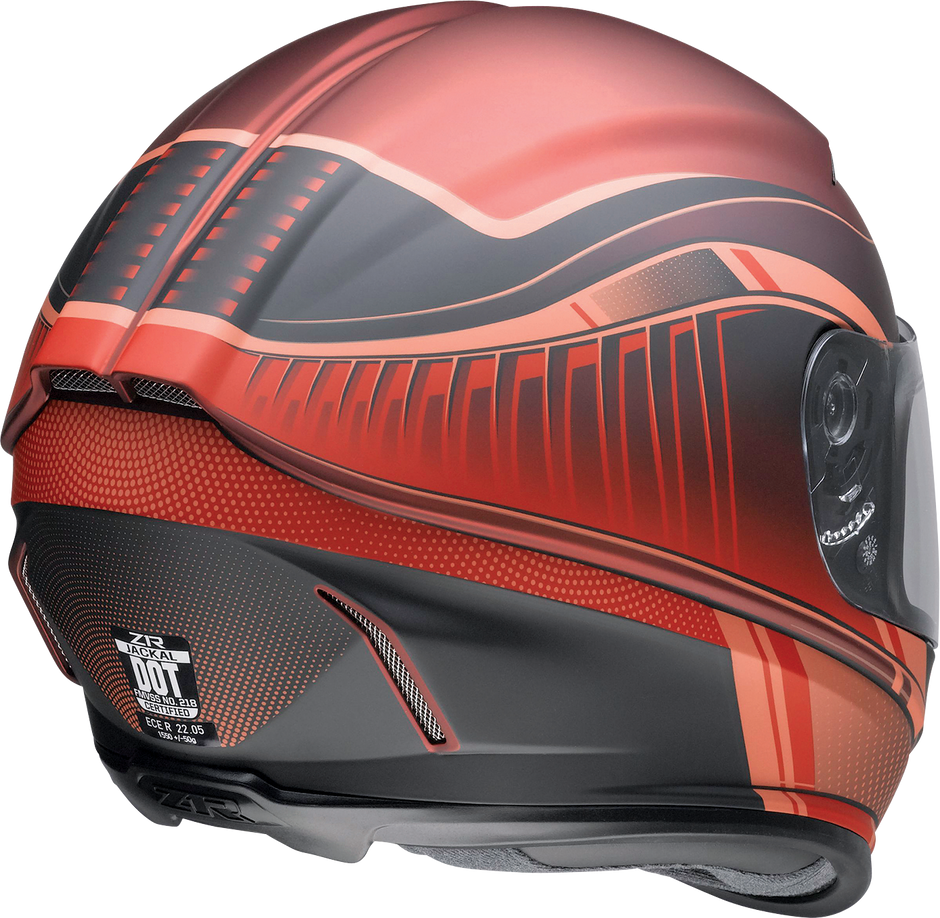 Z1R Jackal street full face helmet in Dark Matter with red accents, adult XS size, featuring aerodynamic design and ventilation.