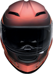 Z1R Jackal street full face helmet in Dark Matter black with red accents, size XS, shown from front view.