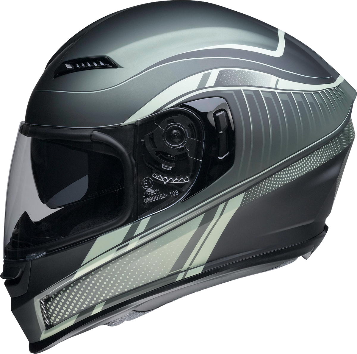Z1R Jackal street full face helmet in Dark Matter green for adults, small size, with sleek design and ventilation features.