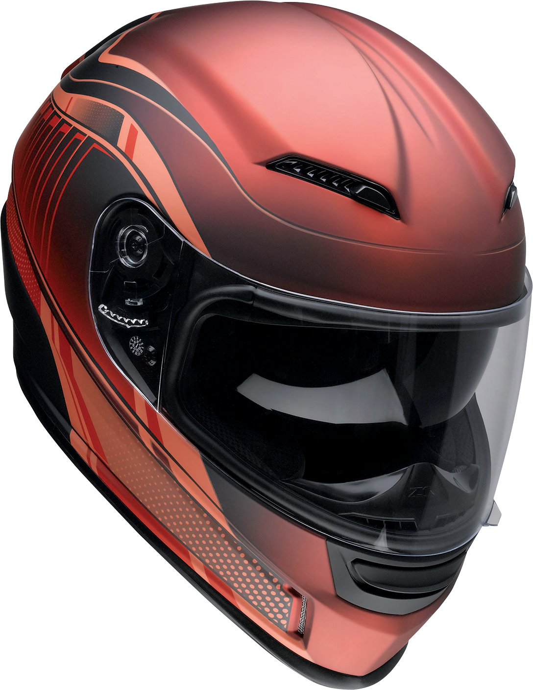 Z1R Jackal Street Full Face Helmet in Dark Matter with red accents, size XS, showing the helmet's sleek design and ventilation.