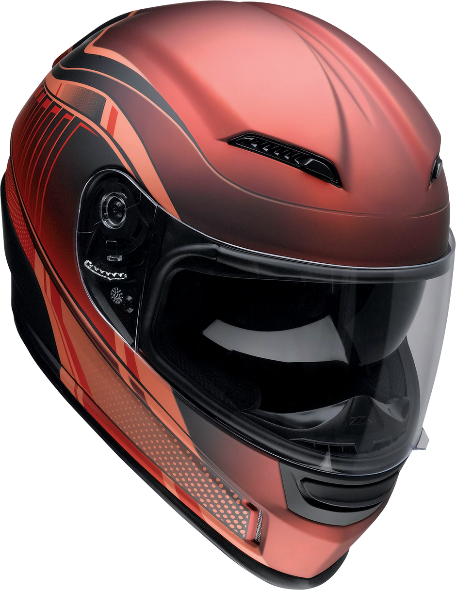 Z1R Jackal Street Full Face Helmet in Dark Matter with red accents, size XS, showing the helmet's sleek design and ventilation.