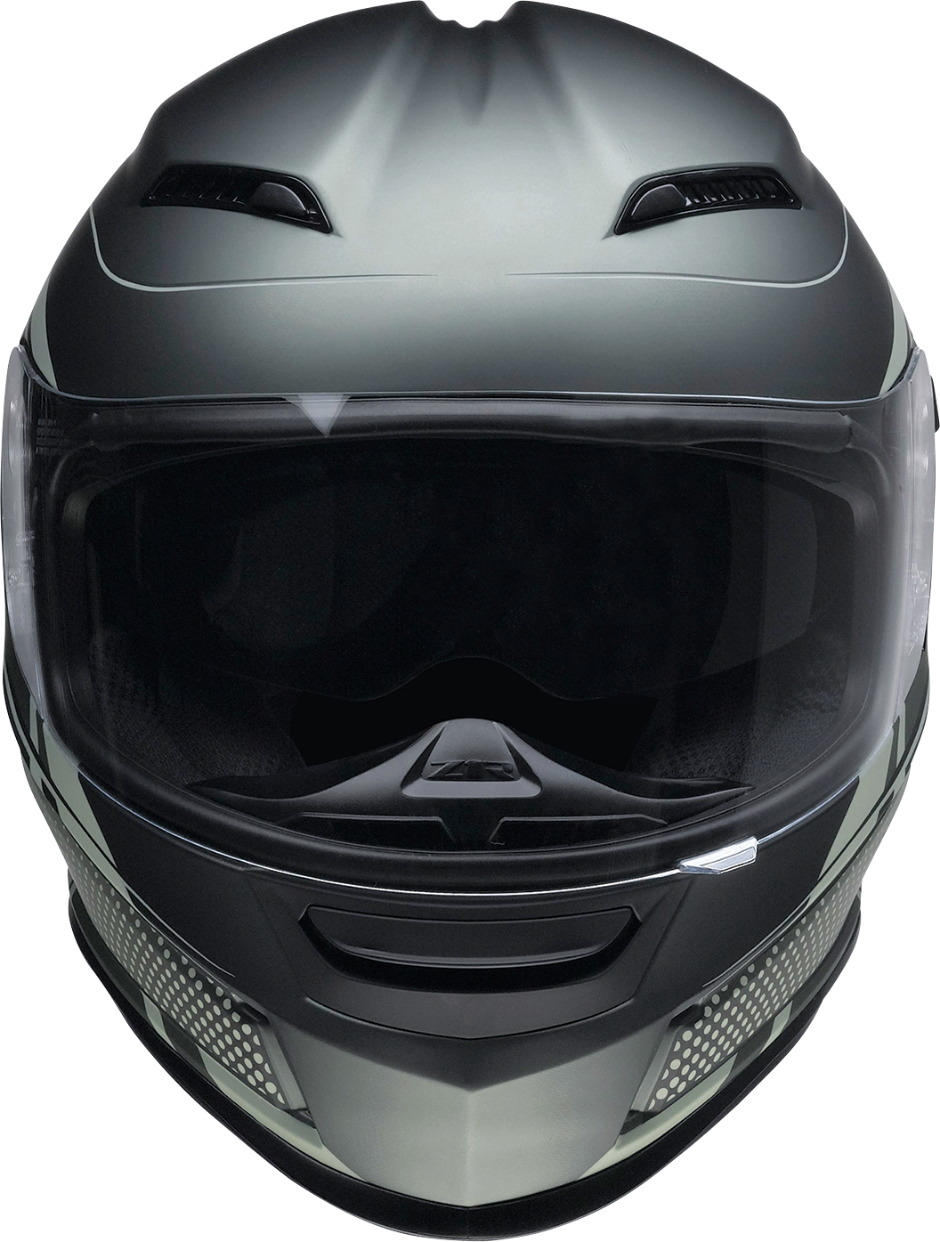 Z1R Jackal Street Full Face Helmet in Dark Matter Green, small size, with sleek aerodynamic design and ventilation details.