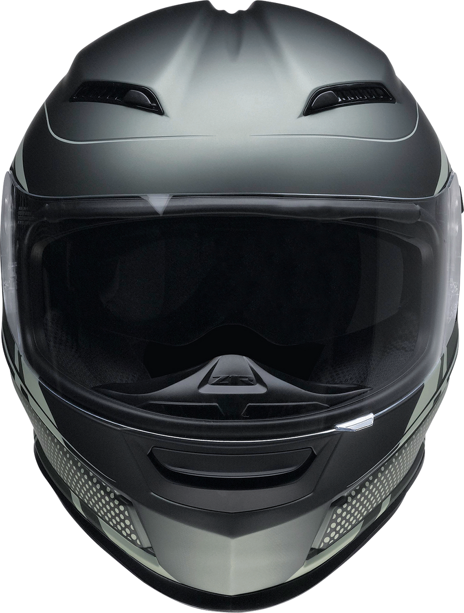 Z1R Jackal Street Full Face Helmet in Dark Matter Green, small size, with sleek aerodynamic design and ventilation details.