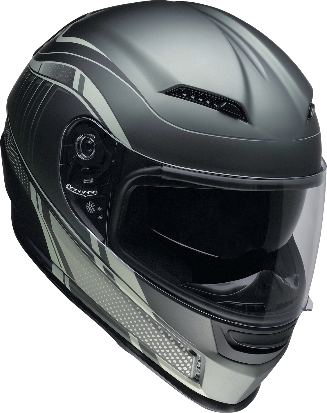 Z1R Jackal street full face helmet in Dark Matter green for adults, size small, with aerodynamic design and ventilation vents.
