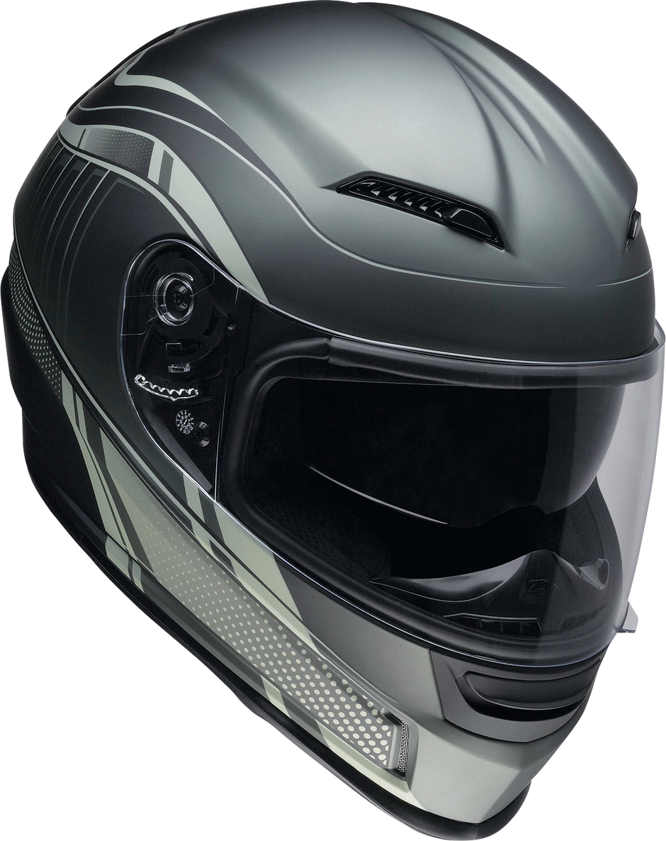 Z1R Jackal street full face helmet in Dark Matter green for adults, size small, with aerodynamic design and ventilation vents.