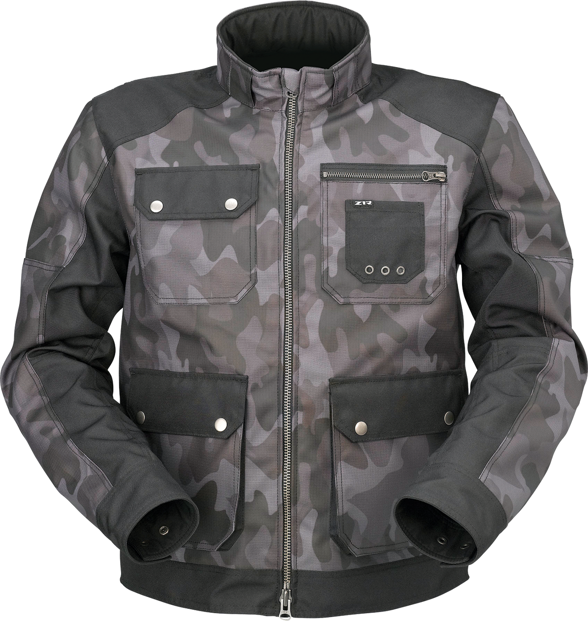 Z1R Camo Gray and Black jacket, small size, street apparel with camo pattern, showcased in a detailed product image.
