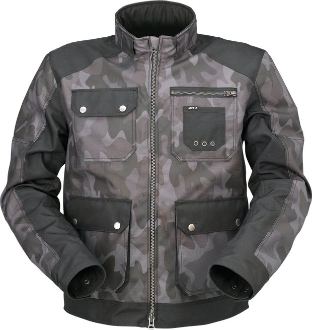 Z1R Camo Gray and Black jacket, small size, street apparel with camo pattern, showcased in a detailed product image.