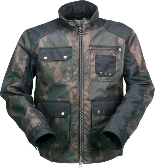 Z1R Woodland Camo Jacket in Small, street apparel style with woodland camouflage pattern and zip-up front.