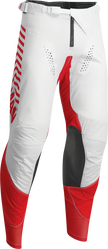 THOR Hallman Differ Slice ATV pants in white and red, US size 28, offroad motocross apparel with protective design.