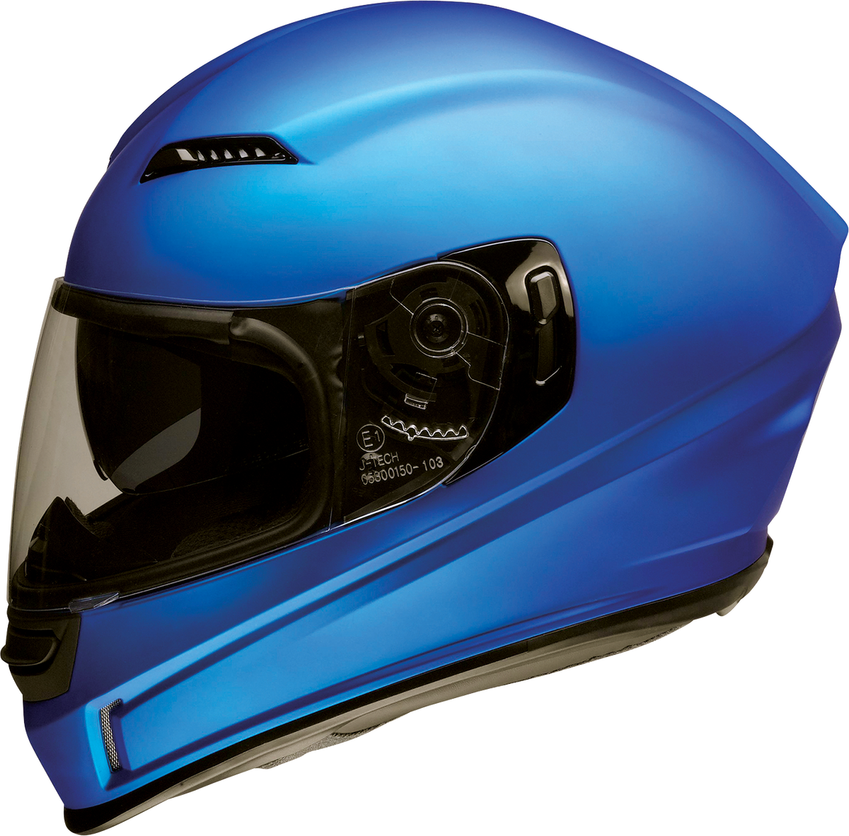 Blue satin Z1R Jackal street full face helmet for adults, size XS, with aerodynamic design and secure chin strap.