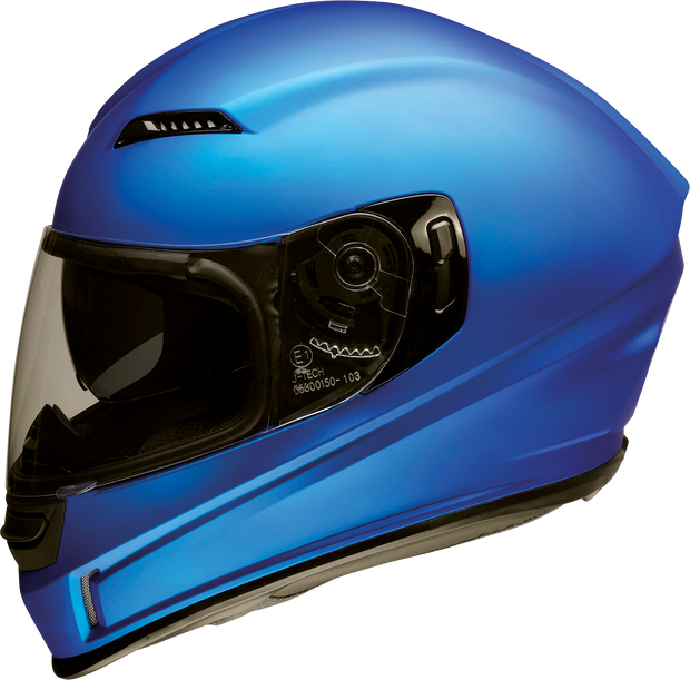 Blue satin Z1R Jackal street full face helmet for adults, size XS, with aerodynamic design and secure chin strap.
